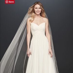 NWT Ivory Ruched Bodice Chiffon A-Line Dress